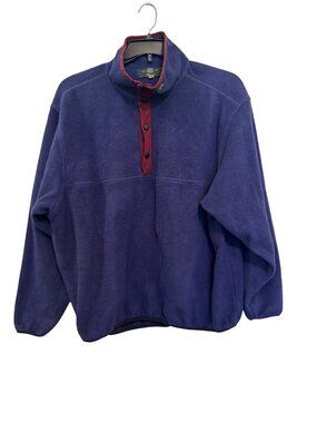 vintage Orvis Mens Purple Fleece Snap Pullover With Red Trim Large Made In USA